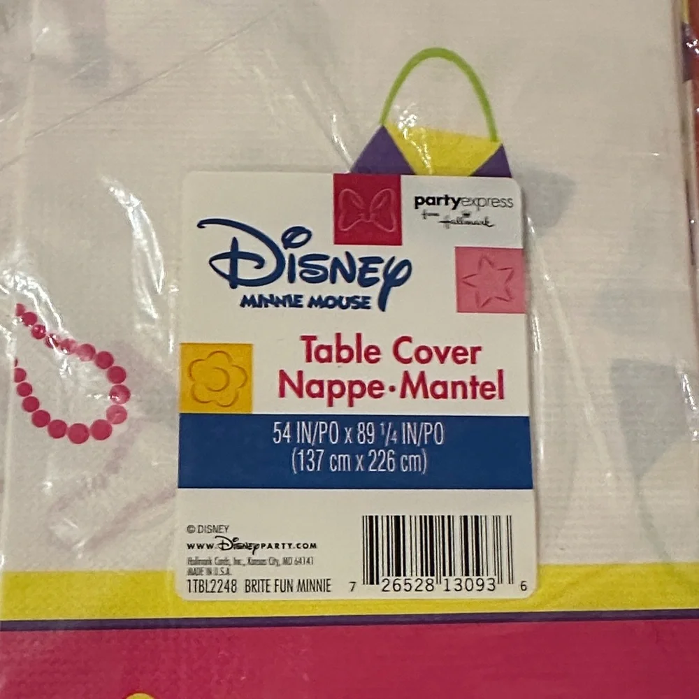 Disney Floral Table Cover and Happy Birthday Napkins - Pink and Yellow